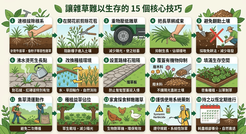 15 個除草技巧,防止雜草猖狂再生!