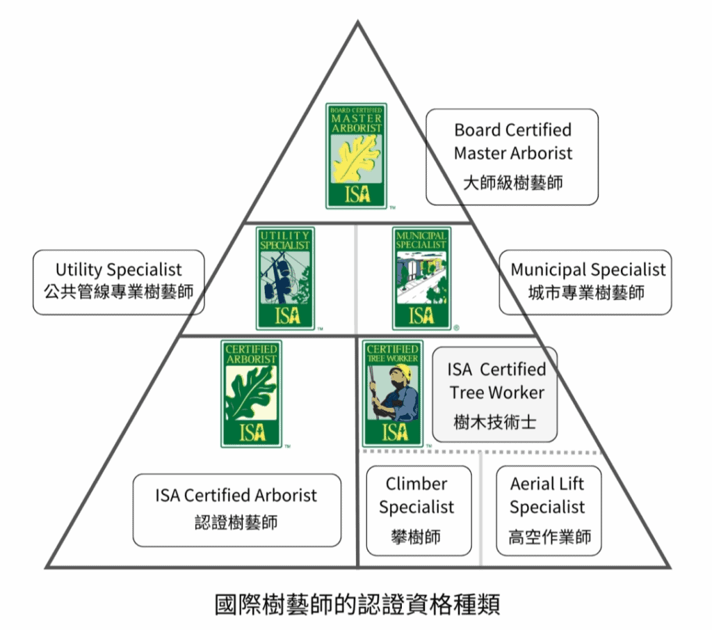 攀樹師的舊名稱:ISA Certified Tree Worker Climber Specialist",現在正式簡稱為 CTC。/圖來自台灣都市林官網