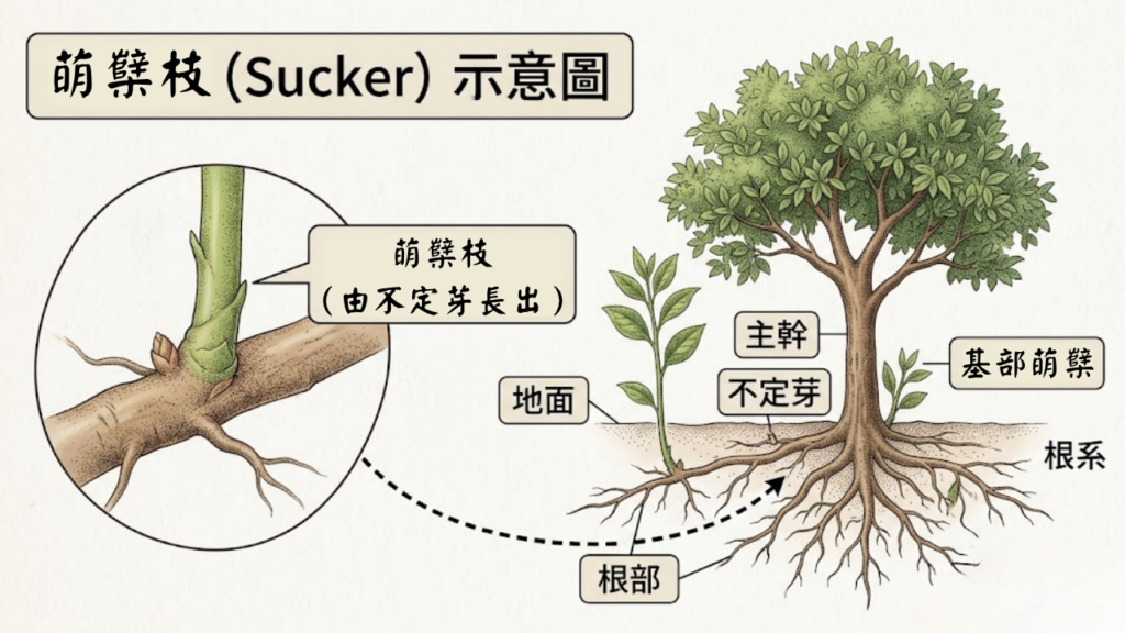 當萌櫱枝頻繁發生時，可能代表樹木養分傳送已出了問題。
